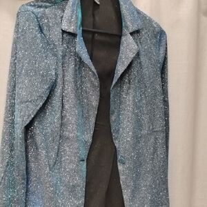 Sparkling Blue Women's Jacket Shorts Set! Small